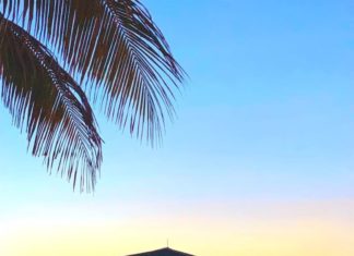 Море, закат, пляж, Майами, США